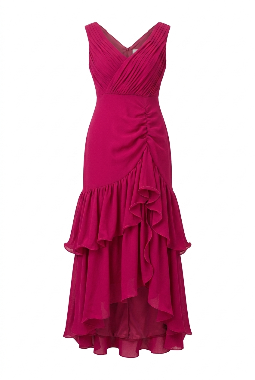 Scarlet Ruched Plunge Maxi Dress
