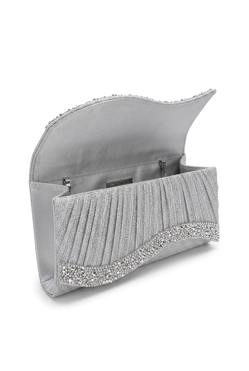 Mercy Luxe Crystal Rhinestone Evening Clutch Bag - Silver