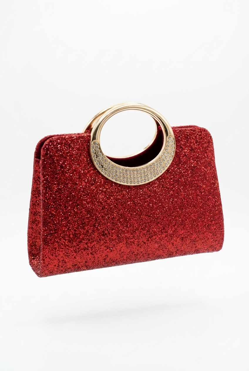 OpulAura Sparkling Rhinestone Luxury Evening Clutch Handbag – Red