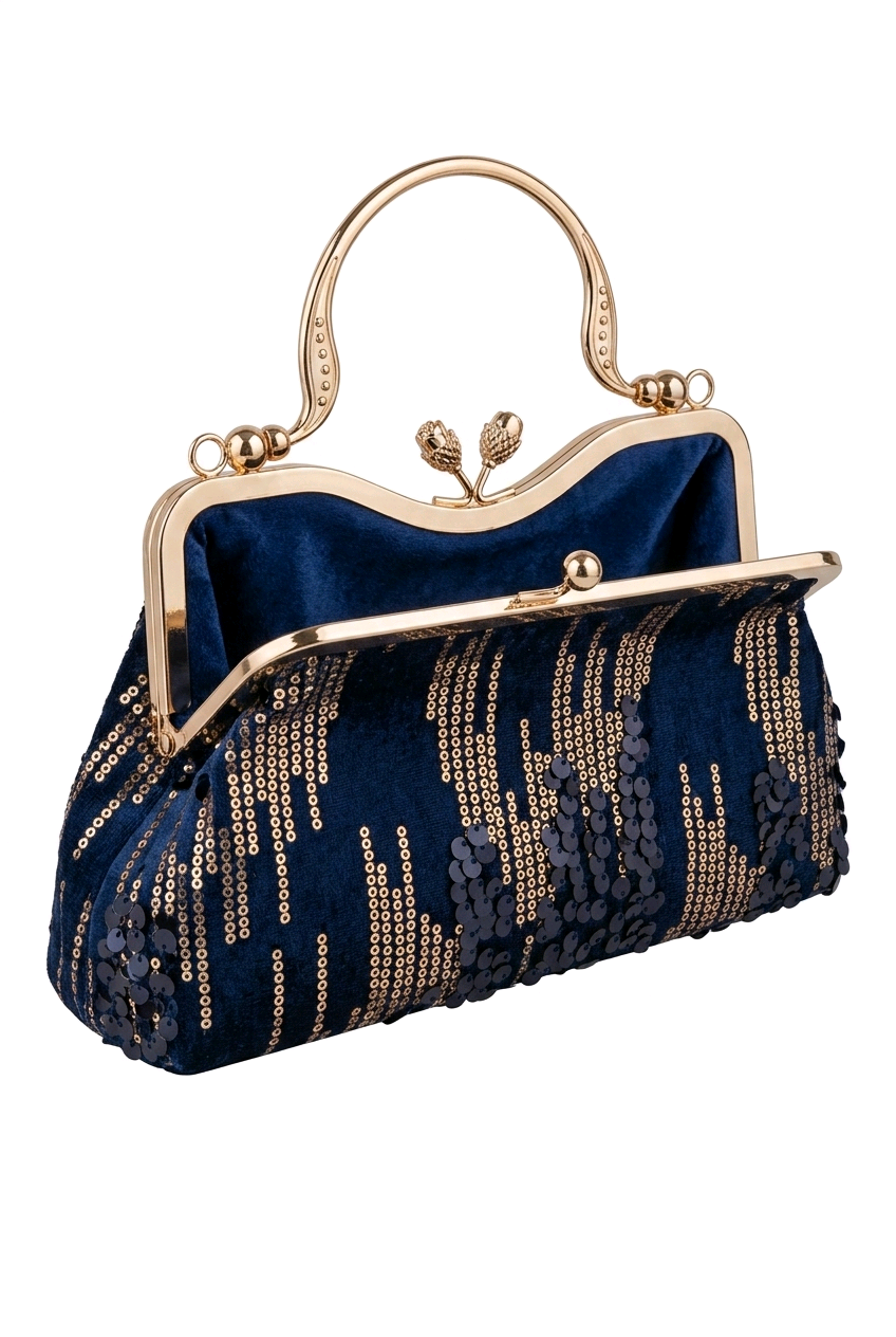 Midnight Glamour Sequined Clutch Bag