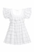 Mercy Luxe Women’s Smocked Ruffle-Sleeve Tiered Mini Dress