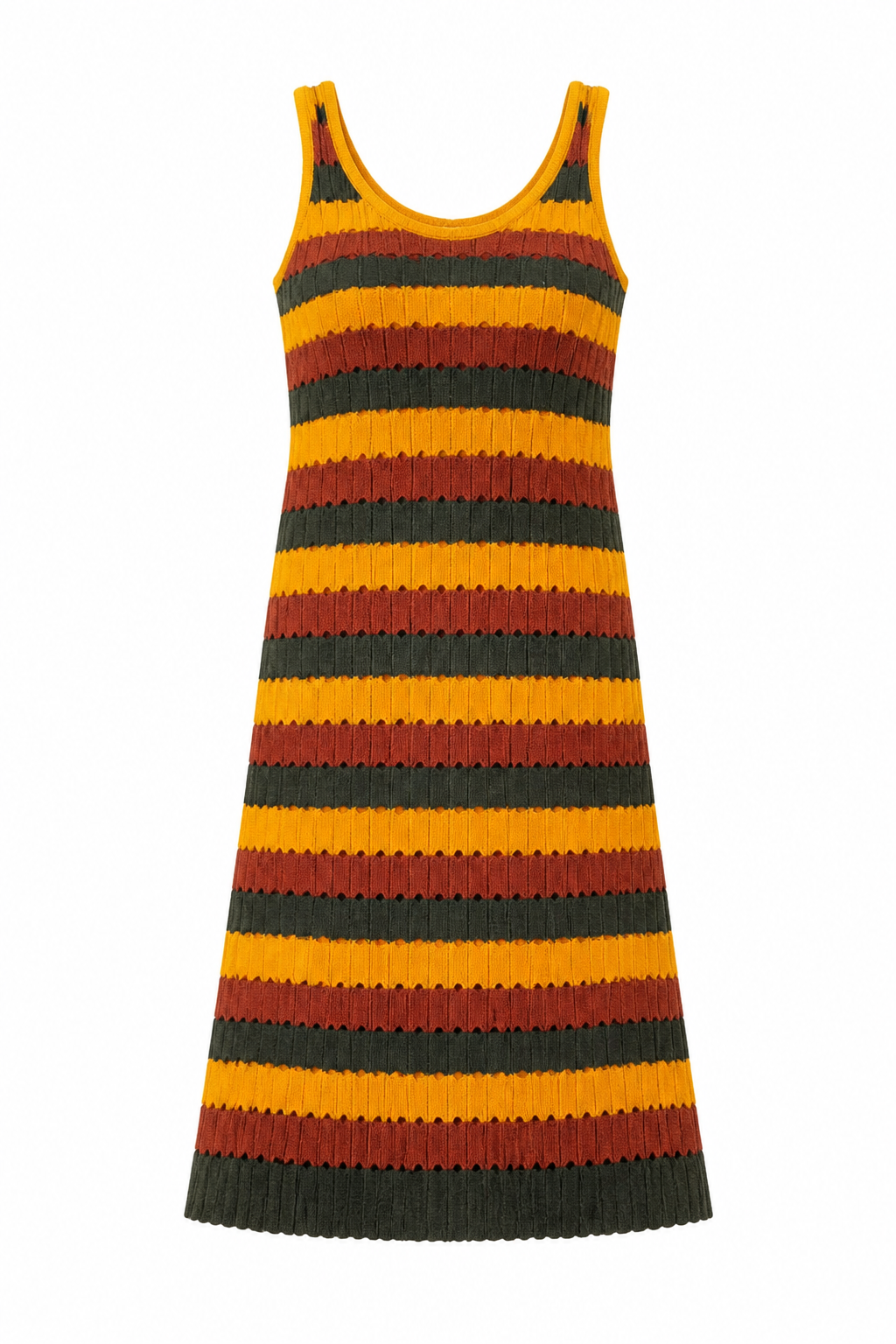 Sunset Stripe Sleeveless Midi Dress.