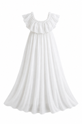 Elegant Off-The-Shoulder Ruffle Maxi Dress - White