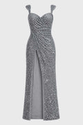 Glitz & Glam Sequin High-Slit Maxi Dress
