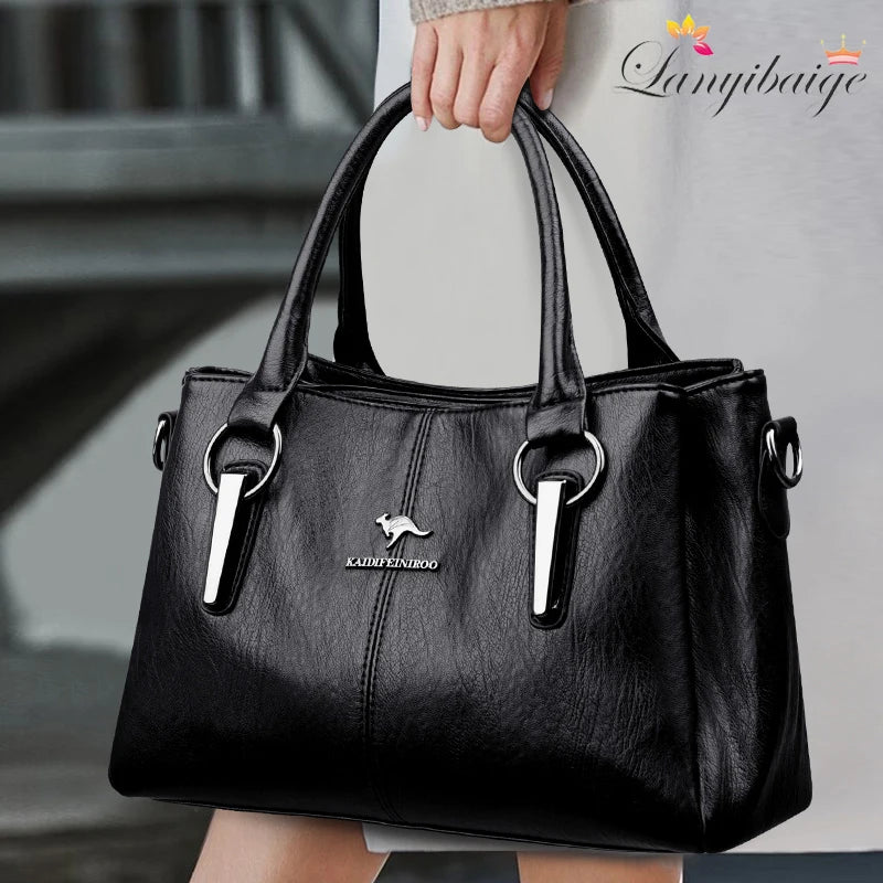Elegant Genuine Leather Satchel – Women's Crossbody Shoulder Bag